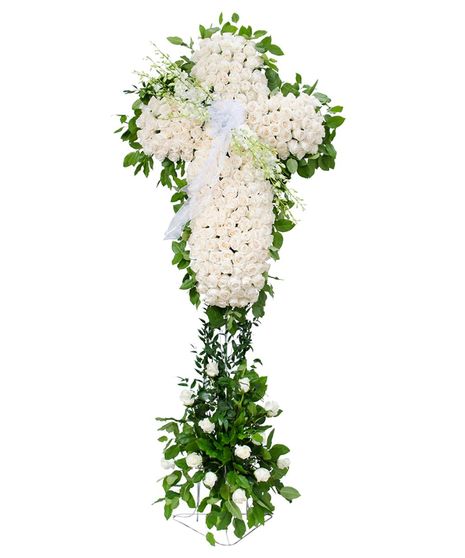 Premium Floral Funeral Cross for Memorial or Service